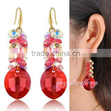 Saudi gold jewelry layers stone drop earrings