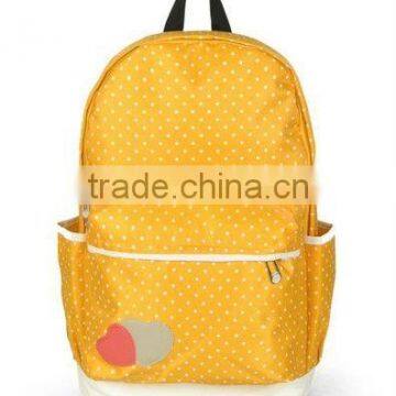 orange polka dot students school bag