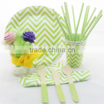 Promotion Green Chevron Dinner Paper Sets