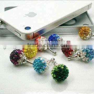 P0832 Crystal Pave Ball Earphone Jack Dust Plug,Phone Charm