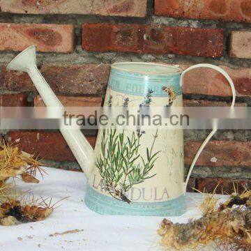 Antique Lavender Watering Can with Postcard Print