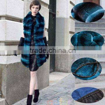 QD30078 Womans Clothes of Chinchilla Fur Vest Designs Vests for Women Fur Gilet Vest