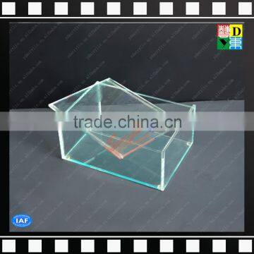 Crystal green acrylic cosmetic storage box with top,Transparent acrylic makeup box with cover