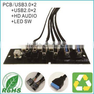 MY13133 PC Computer Case Front Panel mounted cable USB 3.0 + USB 2.0 Audio Port Mic Earphone Motherboard Cable