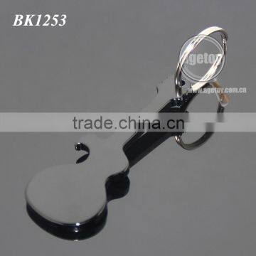 Guitar Shaped Promotional Custom Laser Logo Aluminum Anodizing Black Metal Guitar Keychain Opener photo-4