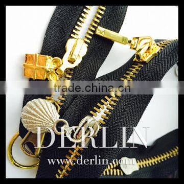 Metal Gold Sliver Decorative Puller Zipper