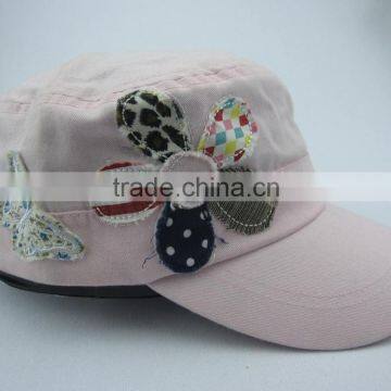 Ladies Applique Floral Military Cap photo-6