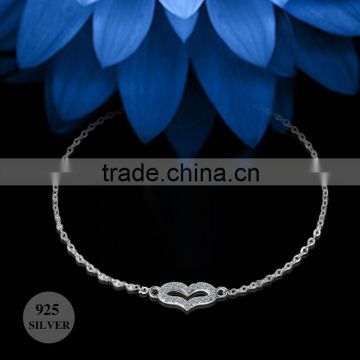 925 silver unique heart cz bracelets for women