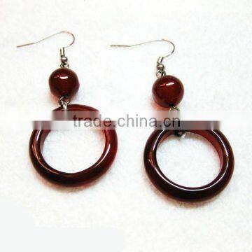 Handmade jewelry earring red agate ring earring