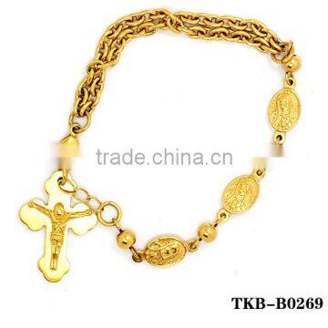 catholic rosaries bracelet stainless steel 14K gold stainless steel bracelet crucifix corpus rosarios catholic jewish rosary