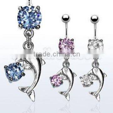 dolphin design Cubic Zirconia dangling