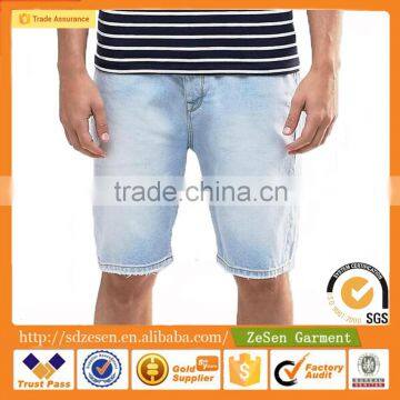 Wholesale Apparel Distressed Stretch Slim Bleach Wash Denim Jeans Shorts For Men photo-2