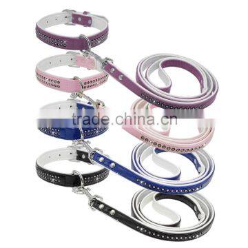 High End Dog Products Rhinestone Leather Collars And Leashes For Dogs