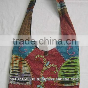 SHB124 cotton bag with razor cut and hand crochet embroidery price 250rs $2.94