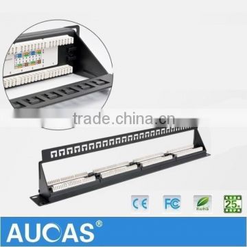 Taiwan Aucas Brand 24 port UTP Blank Patch Panel with back bar 19'' 1U,available for Cat5e or Cat6 Keystone Jacks