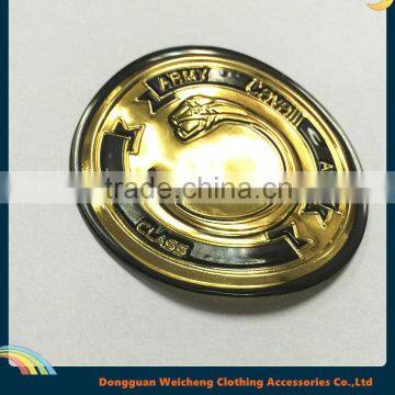 Soft 3D Embossed round patch TPU Rubber Patch in golden for Clothing