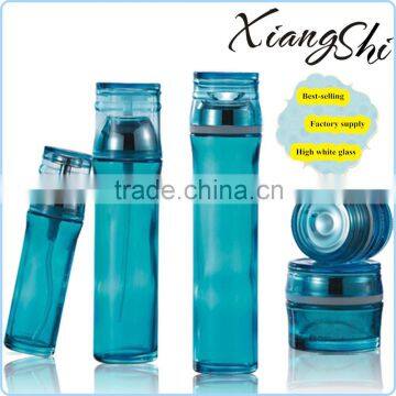 sky blue glass cosmetic bottles set