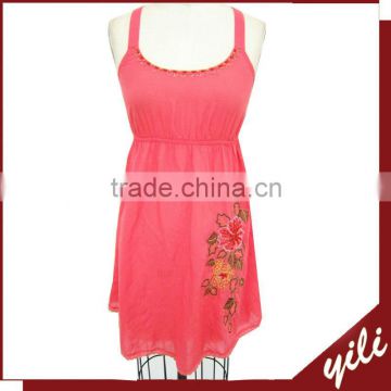 latest designer women spaghetti strap bangkok dress embroidered design