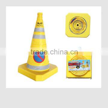 Yellow collapsible road cone traffic