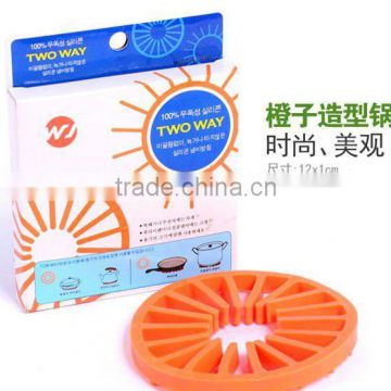 Korean Style Hot Selling Orange Shaped Muti- Functional Silicone pot mat