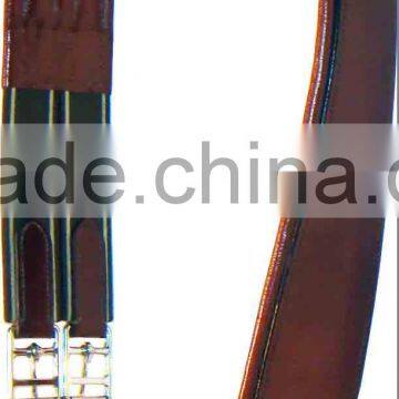 Leather Overlay saddle girth with one end elastic