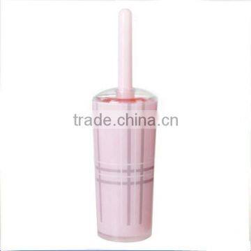 Hot Pink Plastic Toilet Brush Holder Sets With Plastic Handle