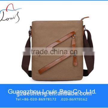 oem production canvas shoulder bags with real leather