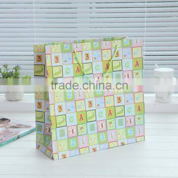 happy birthdays festival green art paper gift bag for birthday hand tote bag