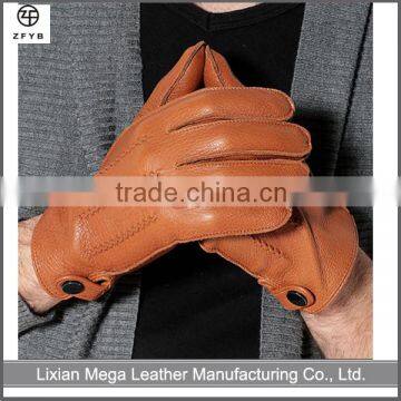 High Quality Winter Mens Handsewn Deerskin Brown Leather Gloves
