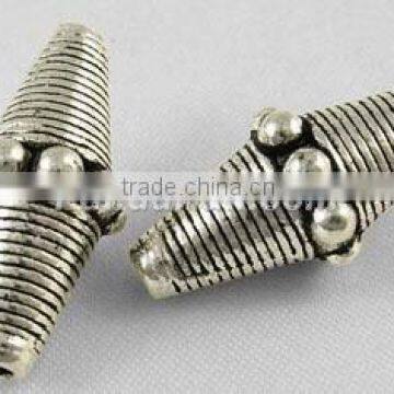 Tibetan Silver Beads, Lead Free and Nickel Free, about 10mm in diameter, 22mm long, hole: 2mm. (LF0844Y-NF)