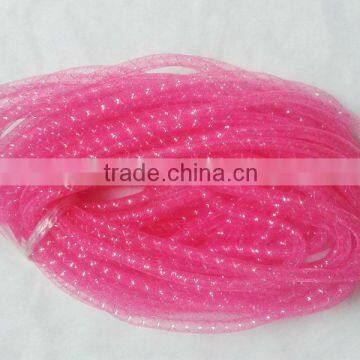 HOT SALE 10mm Fushia Nylon Mesh Tube Woven Ribbons for Valentines Gift Packaging Decorations