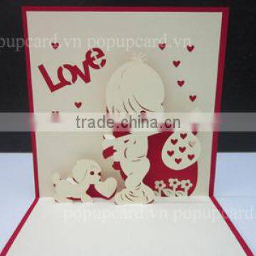 3d pop up greeting card boy with puppy