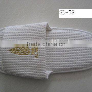 100% cotton waffle open slippers with embroidery logo