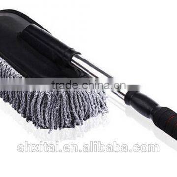 Long handle water flow brush, car cleaning brush with telescopic long handle and soft bristle, window glass cleaning tube brush