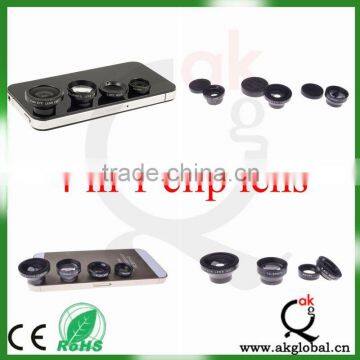 4 In 1 Fish Eye+Telephoto+Wide Angle+Micro Lens For Mobile Phone Tab Camera