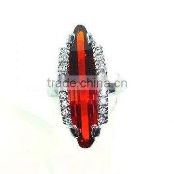 Fashion ring, Alloy ring,CZ stone +Zircon ring red color PD plating