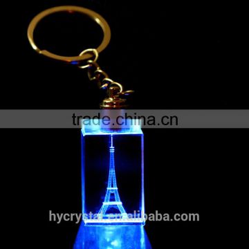 2016 wholesale fancy eiffel tower crystal glass keychains with metal ring