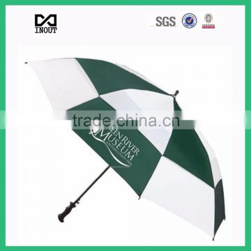 Auto open two colors pongee fabric fiber-glass storm golf umbrella