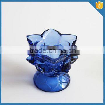 machine made blue lotus flower shaped candle holder