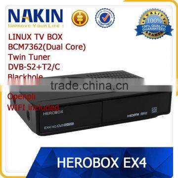 New Herobox EX4 HD twin tuner satellite receiver hd linux with wifi