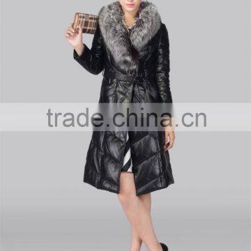 2016 winter women long leather down feather coats