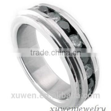 black and white zircon stainless steel eternity men ring                        
                                                                                Supplier's Choice