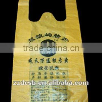 Plastic t-shirt type biodegradable plastic bag with side gussets