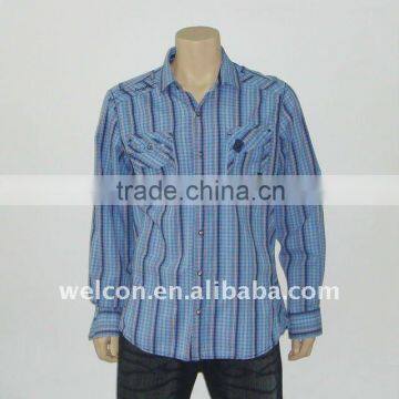 new Chinese factory OEM ODM popular 100% cotton long sleeve popular check stylish men casual shirt