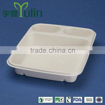 BX-97-3 three parts rectangle disposable fast food bagasse box