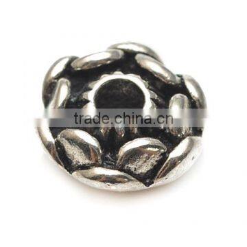 Wholesale Jewelry 4*8.4mm Flower Antique Silver Charm Metal Findings Beads