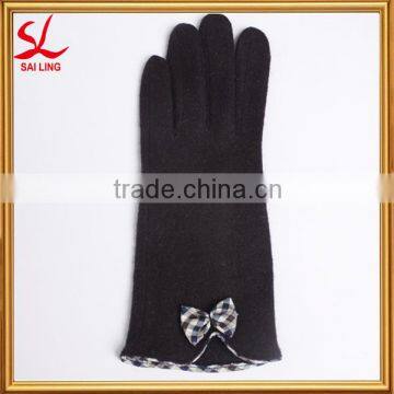 Bowknot Fashion Winter Knit Gloves Ladies Woolen Top Wool Gloves