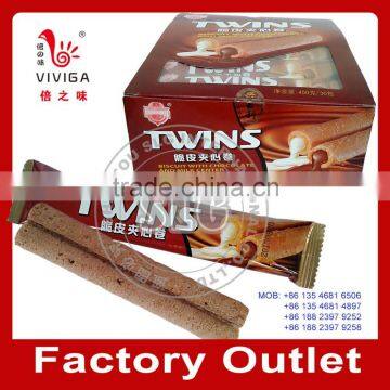 Delicious chocolate flavor twins egg roll biscuit