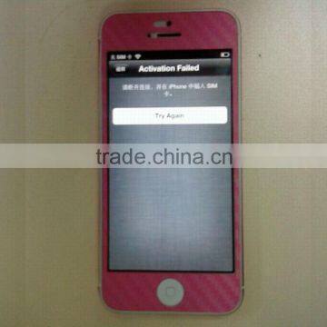 New! Hot sale! Pink 3D Carbon Fiber Sticker For iPhone 5 Manufacturer Price