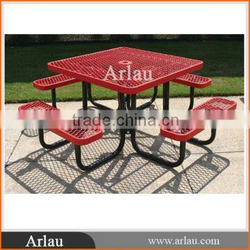 Outdoor Square Metal Steel Table with Umbrella Hole